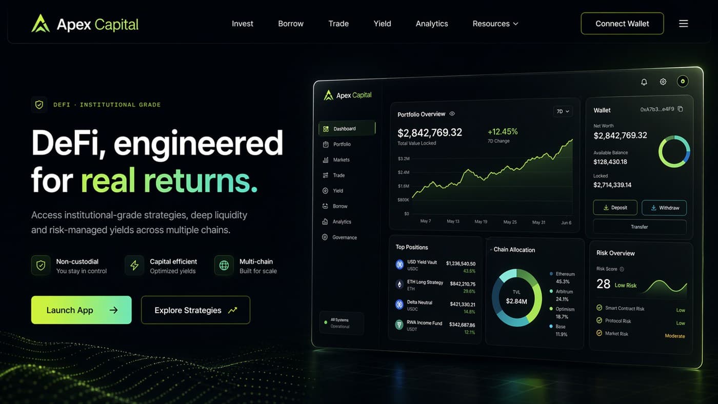 Template de site Apex Capital — header et hero section