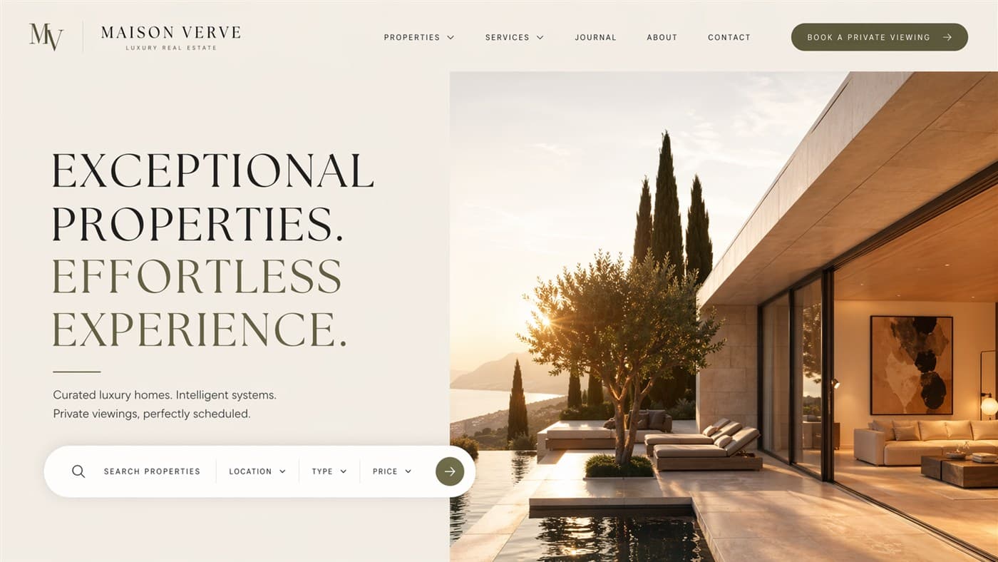 Template de site Maison Verve — header et hero section