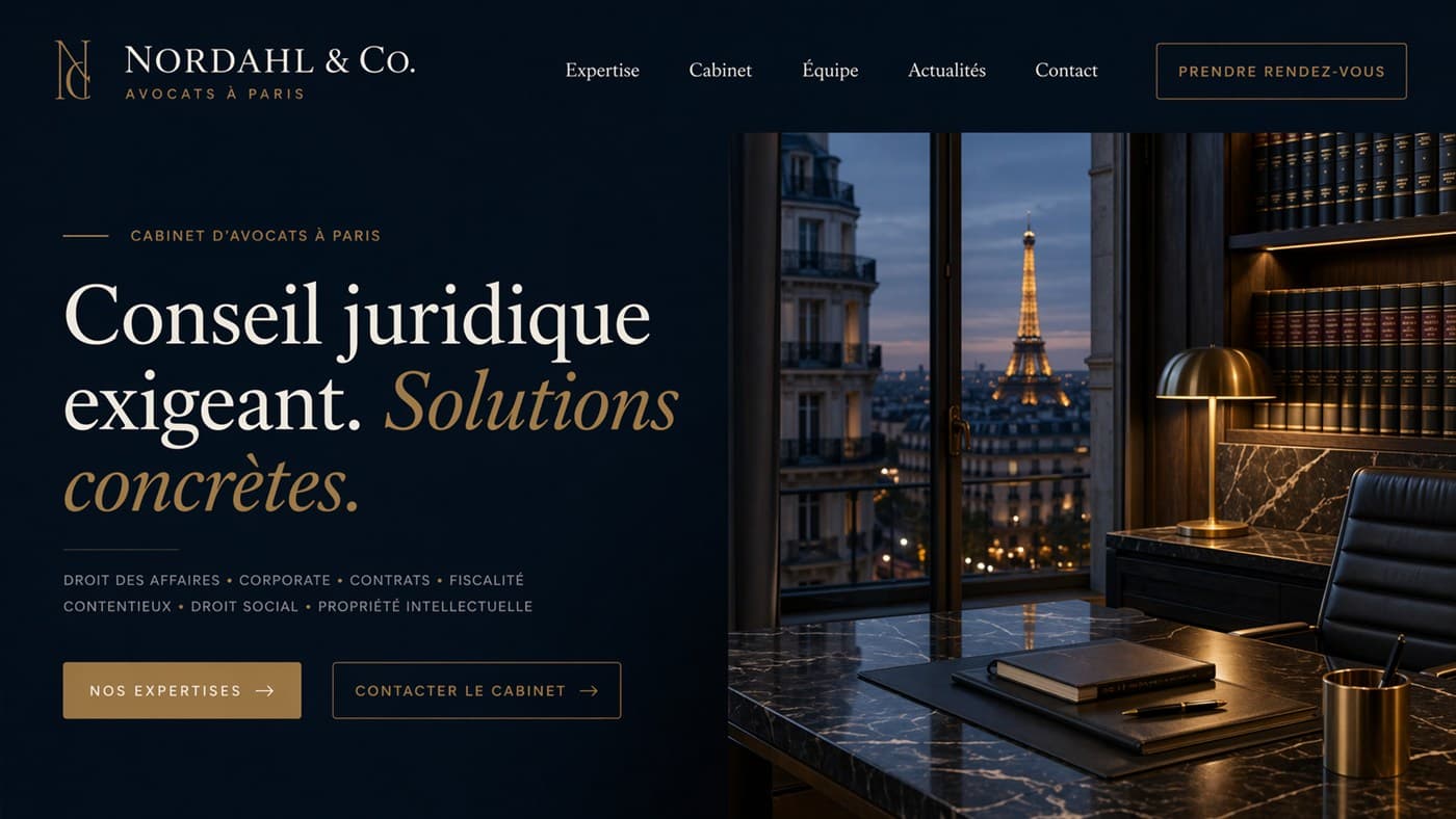 Template de site Nordahl & Co. — header et hero section